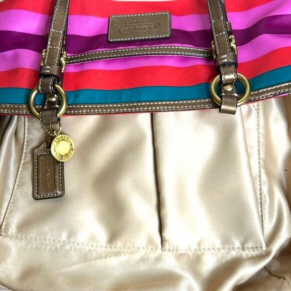 Coach Legacy Stripe Tote F0926-F14009 and Fossil Wallet with Coordinating Color - Picture 8 of 10